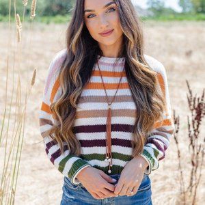 Ivory Multicolored Striped Sweater